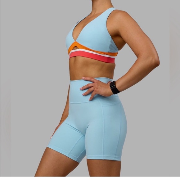 Lskd Other - Light Blue Colorblock Sports Bra LSKD